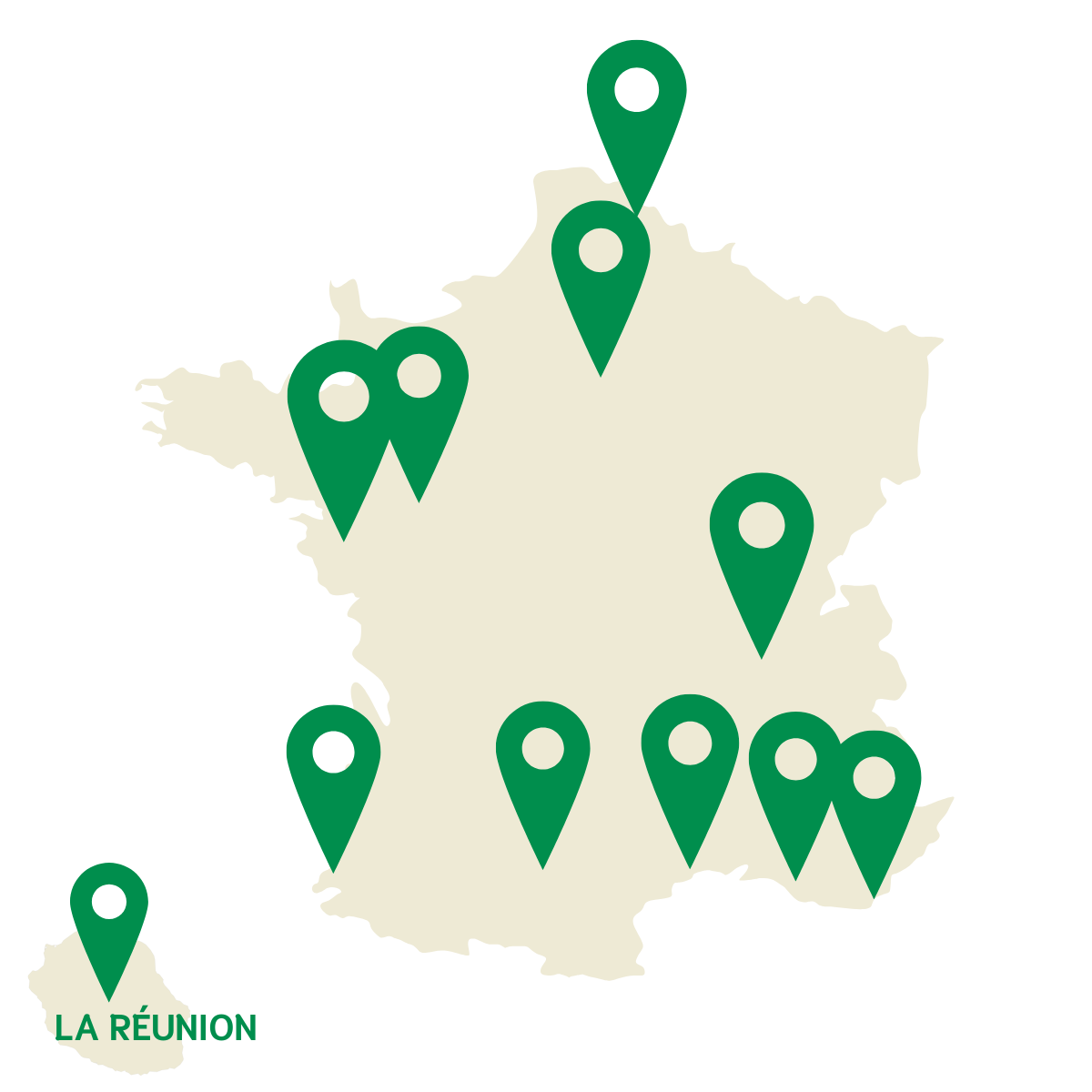 Carte d'implantation des Alchimistes en France